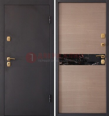 Коричневая металлическая дверь с порошковым окрасом ДП-82 в Саранске