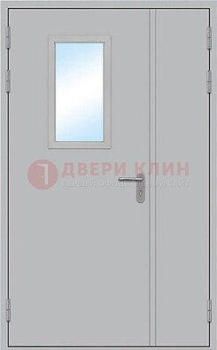 Белая входная техническая дверь со стеклянной вставкой ДПП-10 в Саранске