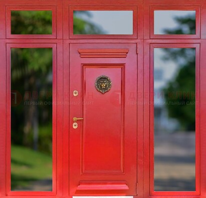 Красная парадная дверь для частного дома ДПР-88 в Саранске