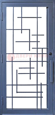 Современная железная решетчатая дверь синяя ДР-31 в Саранске