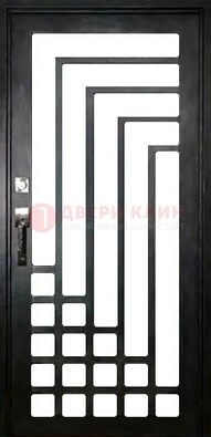 Черная стальная решетчатая дверь в современном стиле ДР-43 в Саранске