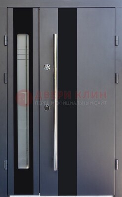 Серая стальная дверь со стеклом ДС-11 в Саранске