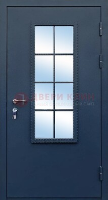 Темная металлическая дверь порошок со стеклом ДС-34 в Саранске