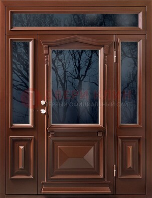Коричневая металлическая дверь со стеклом ДС-67 в Саранске
