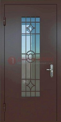 Входная металлическая дверь со стеклом для дома ДС-6 в Саранске