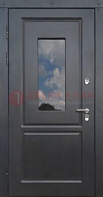 Чёрная металлическая дверь со стеклом ДС-77 в Саранске