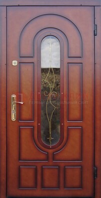 Яркая металлическая дверь Винорит со стеклом и ковкой ДСК-268 в Саранске