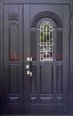 Входная дверь Винорит со стеклом и ковкой с узором ДСК-270 в Саранске