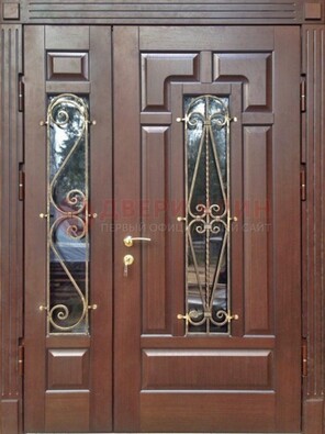 Стальная распашная дверь Винорит стекло и ковка ДСК-274 в Саранске