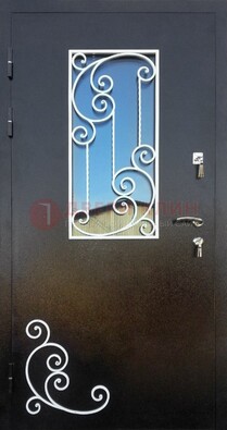 Входная дверь Порошок со стеклом и ковкой ДСК-278 в Саранске