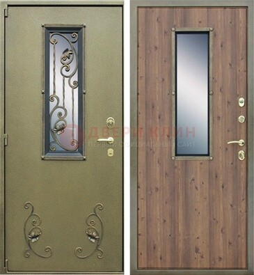 Офисная железная дверь со стеклом и ковкой ДСК-44 в Саранске