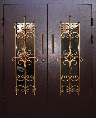 Металлическая дверь с ковкой и остеклением ДСК-49 в Саранске