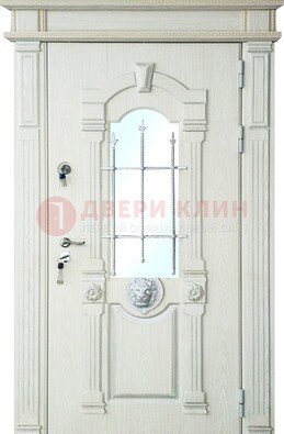 Герметичная входная дверь со стеклом и ковкой с украшением ДСК-64 в Саранске