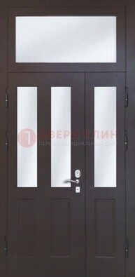 Черная тамбурная дверь со стеклянными вставками ДТМ-38 в Саранске