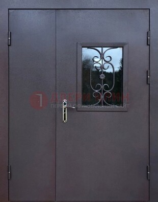 Тамбурная дверь Порошок со стеклом и ковкой ДТМ-48 в Саранске