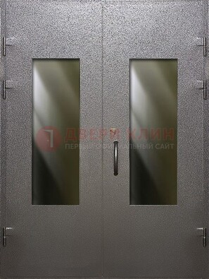 Серая тамбурная дверь со стеклянными вставками ДТМ-8 в Саранске