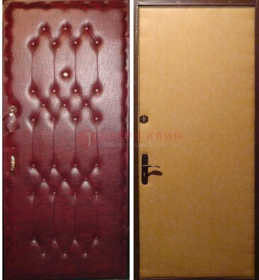 Бордовая металлическая дверь с винилискожей ДВ-1 в Брянске