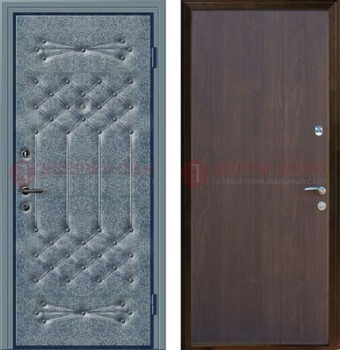 Серая металлическая дверь с винилискожей ДВ-35 в Саранске