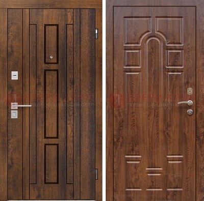 Стальная коричневая дверь с МДФ и коричневой МДФ внутри ДМ-1388 в Саранске