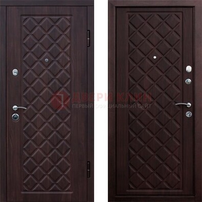 Коричневая металлическая дверь с МДФ с двух сторон ДМ-1555 в Саранске