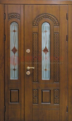 Темная стальная дверь с виноритом и стеклом ДВТ-179 в Саранске