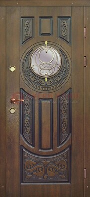 Одностворчатая входная дверь с виноритом и стеклом ДВТ-193 в Саранске