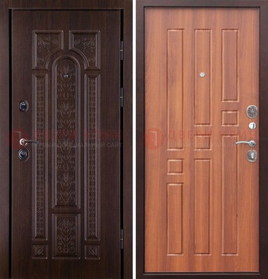 Темная металлическая дверь с виноритом и узором ДВТ-224 в Саранске