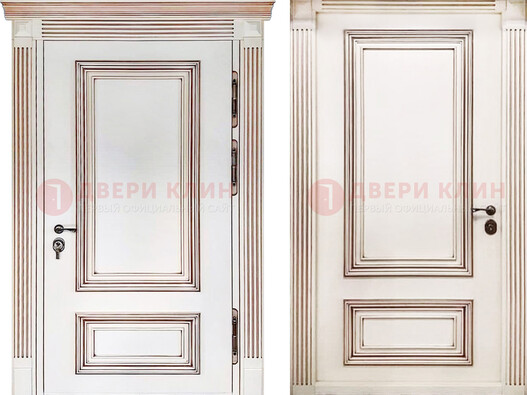 Белая металическая дверь с виноритом для дома ДВТ-239 в Саранске