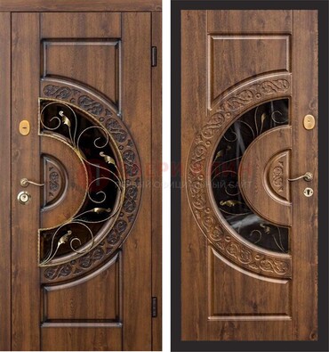Металлическая дверь с виноритом и панелью Золотой Дуб ДВТ-71 в Саранске