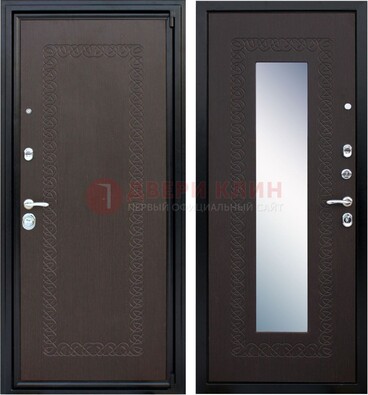 Темная стальная дверь с зеркалом ДЗ-20 в Саранске