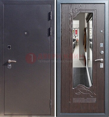 Черная входная дверь с зеркалом МДФ внутри ДЗ-29 в Саранске