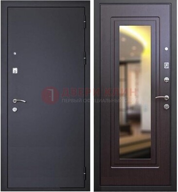 Черная железная дверь с зеркалом ДЗ-30 в Саранске