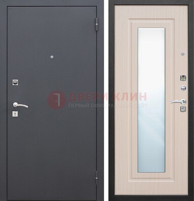 Черная входная дверь с зеркалом МДФ внутри ДЗ-31 в Саранске