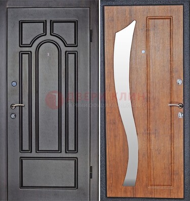 Темная железная дверь с зеркалом ДЗ-35 в Саранске