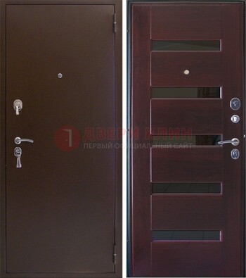 Темная железная дверь с зеркалом ДЗ-42 в Саранске