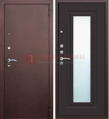 Коричневая металлическая дверь с зеркалом ДЗ-43 в Саранске
