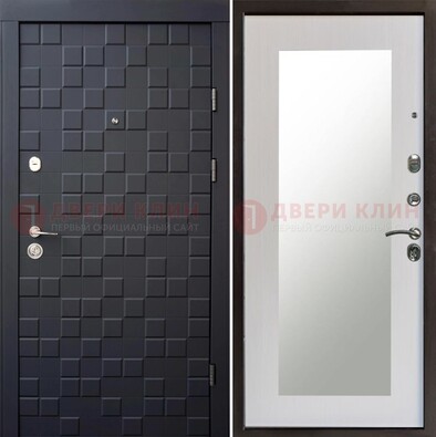 Черная стальная дверь МДФ и зеркалом ДЗ-50 в Саранске