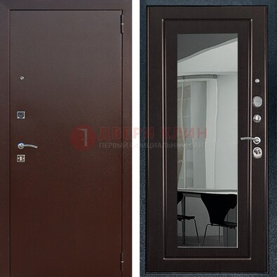 Металлическая дверь с порошковым напылением с МДФ и зеркалом ДЗ-61 в Саранске