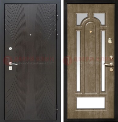 Темная металлическая дверь МДФ с различными зеркальными вставками внутри ДЗ-82 в Саранске