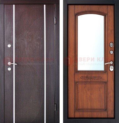 Входная дверь с МДФ и МДФ внутри с зеркалом ДЗ-88 в Саранске