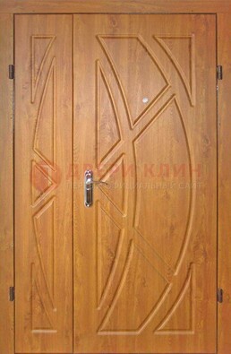 Полуторная металлическая дверь с МДФ золотой дуб ПЛ-17 в Саранске