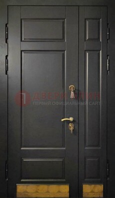 Черная полуторная железная дверь для частного дома ПЛ-2 в Саранске
