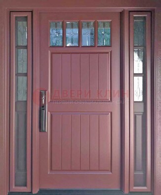 Входная дверь с массивом с фрамугами и витражом ВЖ-19 в Саранске