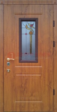 Железная дверь с МДФ и витражом ВЖ-24 в Саранске